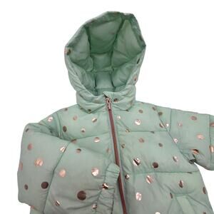 Miles The Label Polka Dot Puffer Poly Fill Jacket Green Size 2y